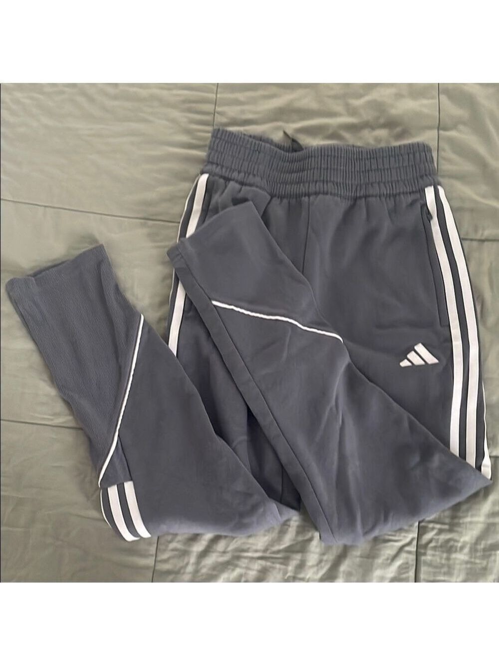 Adidas Gray Sweatpants with Signature Stripes